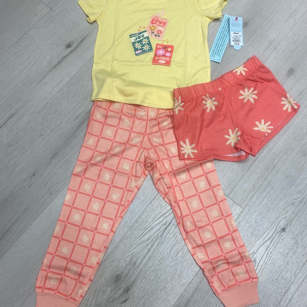Cat & Jack Bright Yellow and Coral Pajama Set